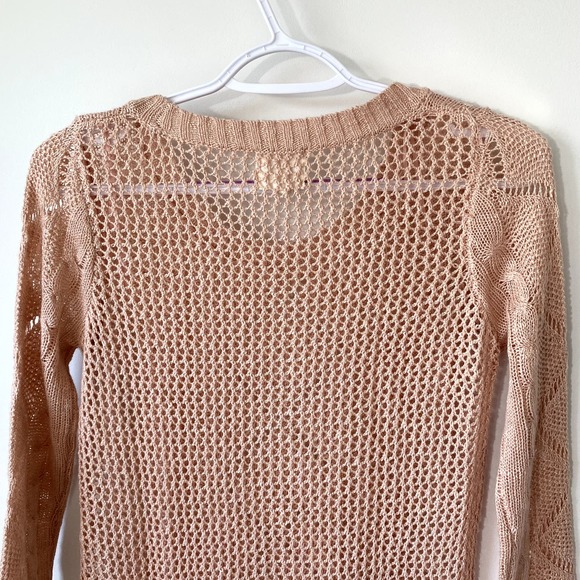 Light Peach Knit Long Sleeve Sweater by Pink Rose in Medium Cotton Blend - Picture 5 of 7